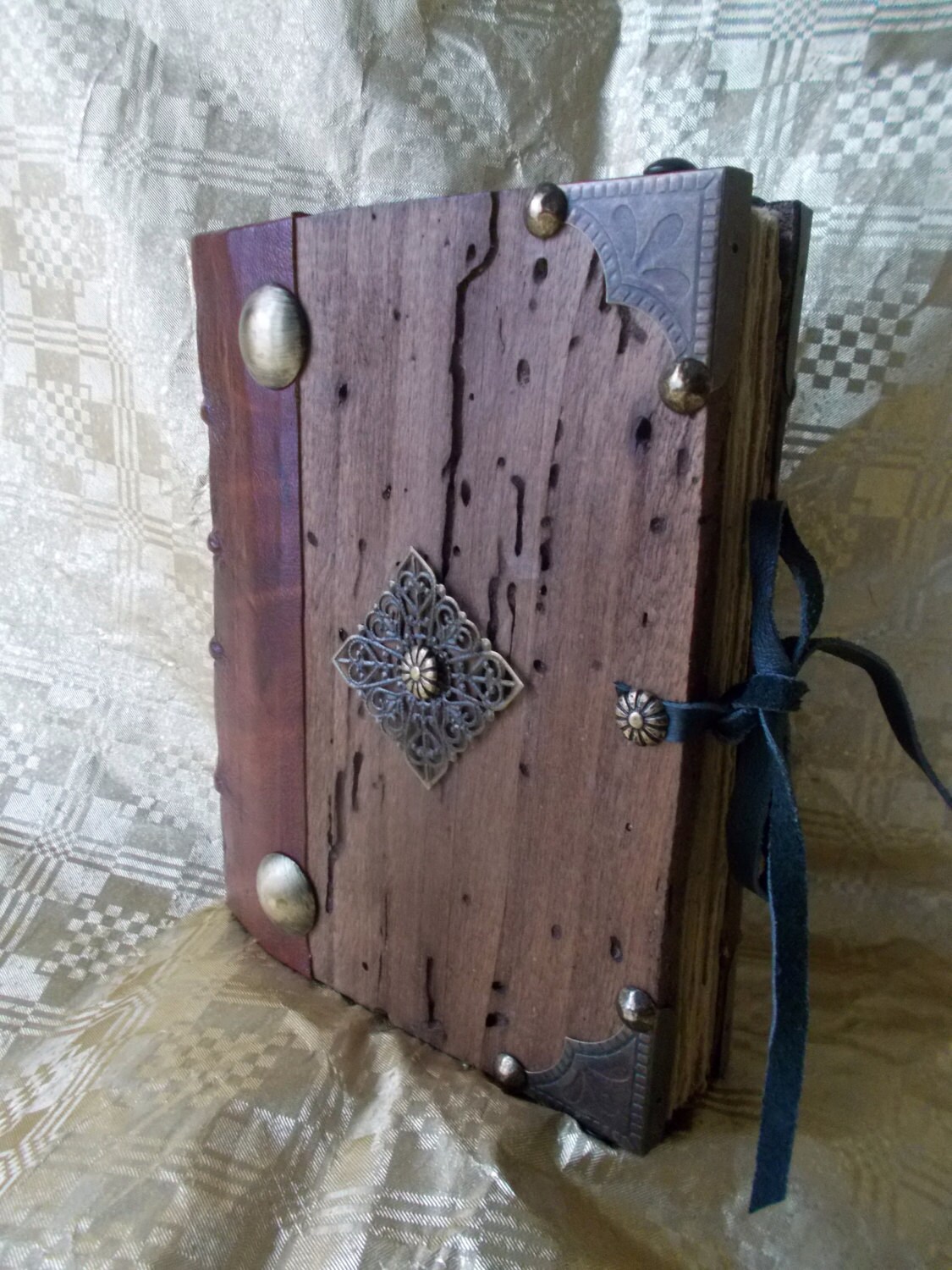 Book blank bookbinding leather wood brown medieval larp magic