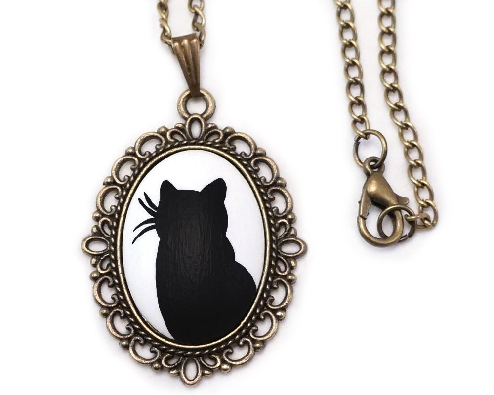 Cat Necklace Cat Jewelry Black Cat Necklace Black Cat Jewelry