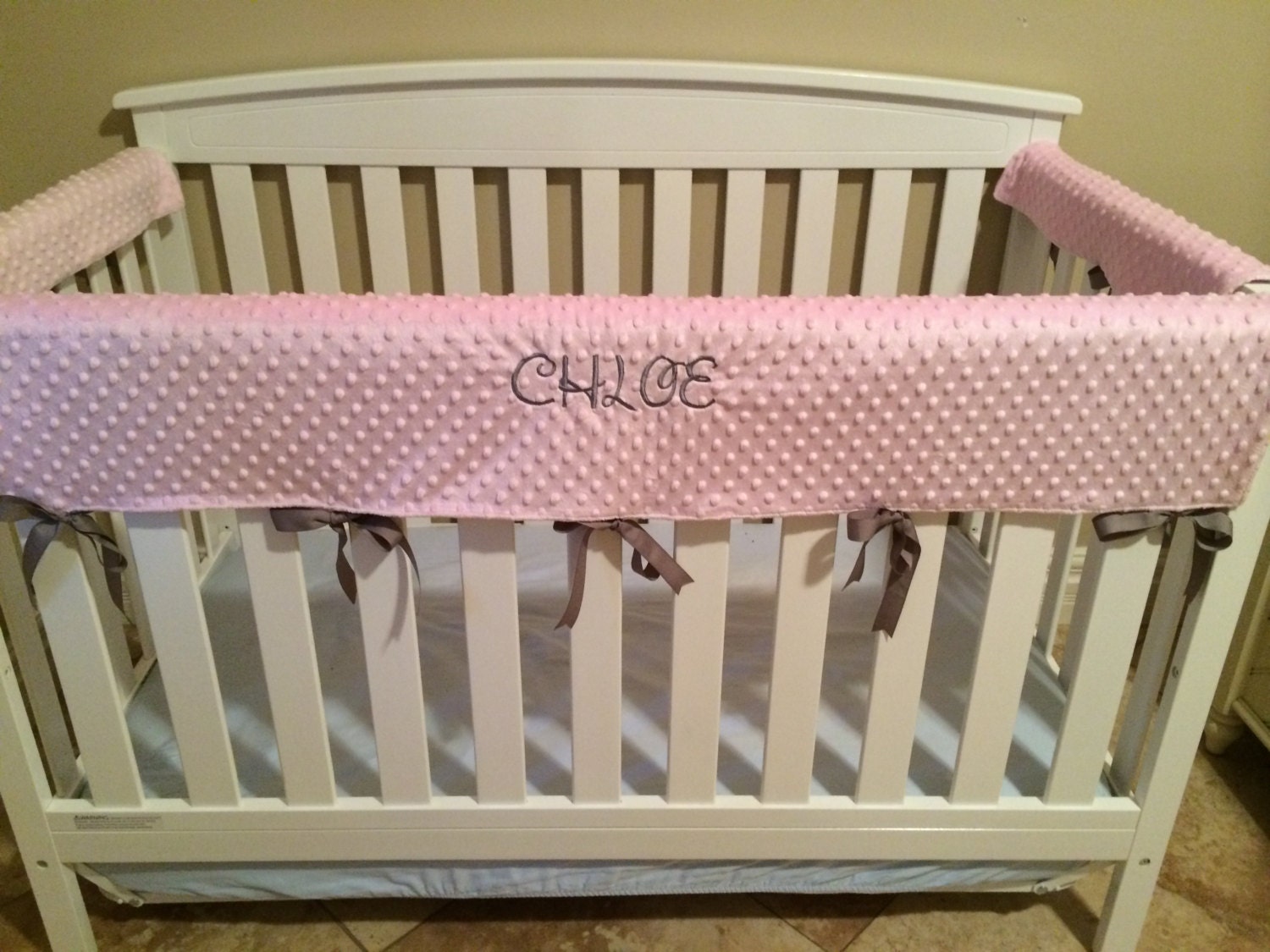 Extra Wide Embroidered Crib Rail Cover/ Set of 3 Create Your