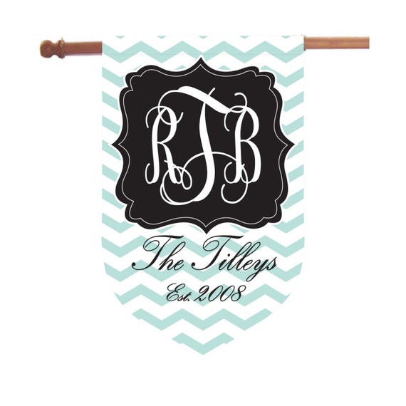 Monogrammed Chevron House Flag