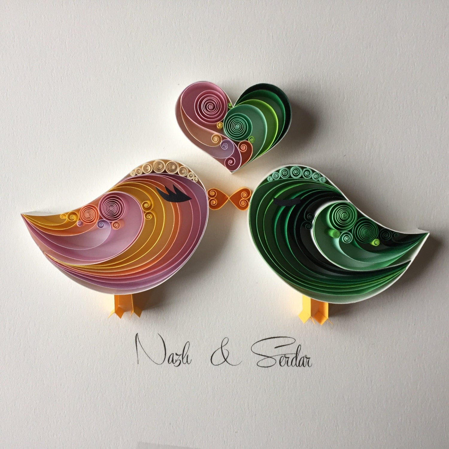 Quilled Paper Art Love Birds By Senaruna On Etsy