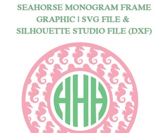 Seahorse Monogram Frame File for Cutting Machines | SVG and Silhouette Studio (DXF)