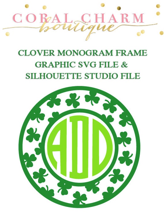 Download Items similar to Clover Monogram Frame File for Cutting ...