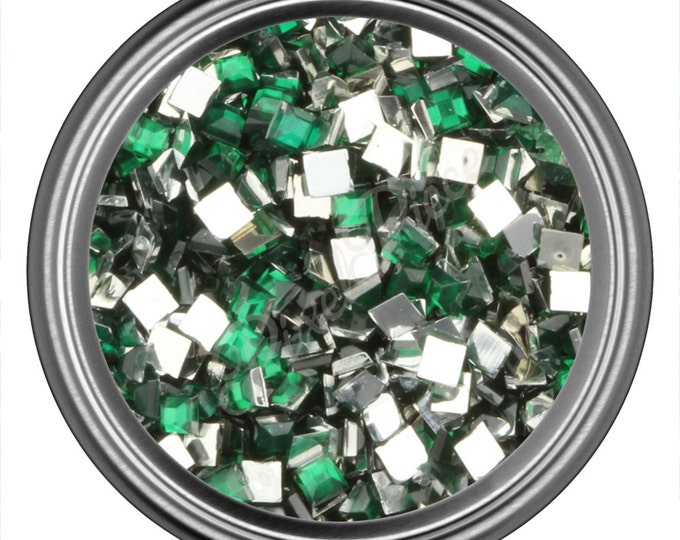 Green Square Rhinestone Gems Flat Back Face Art Nail Art Scrapbook Phone Decoration 2mm