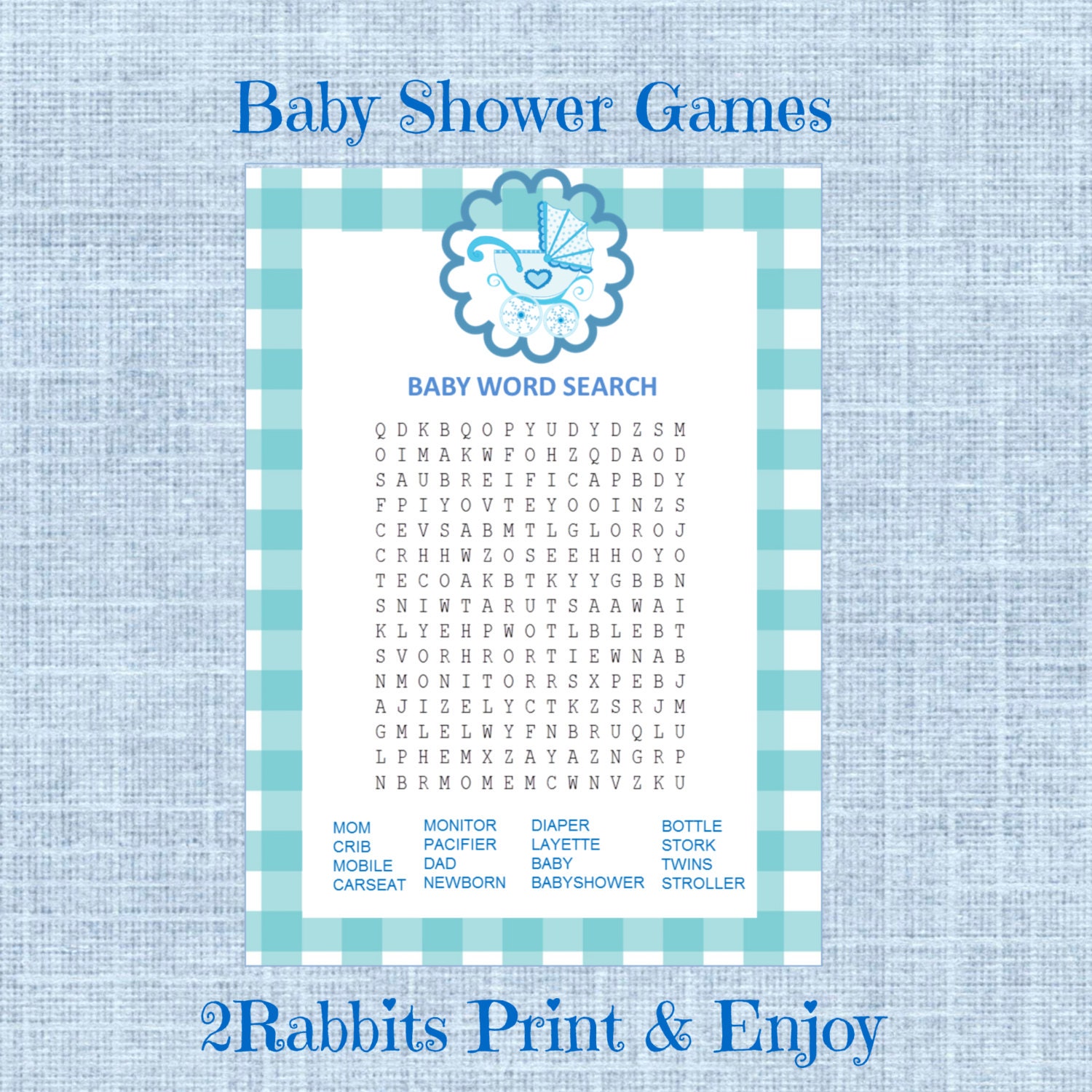 Baby Word Search Game Boy Baby Shower Crossword Game Baby