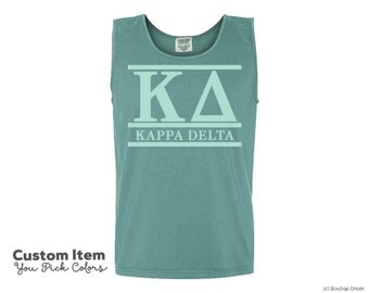 KD Kappa Delta Custom Comfort Colors Classic Sorority Tank