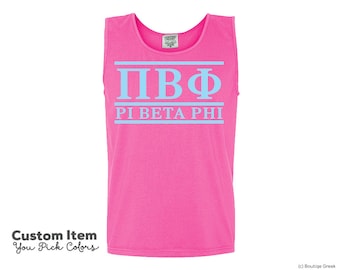 PiPhi Pi Beta Phi Custom Comfort Colors Classic Sorority Tank