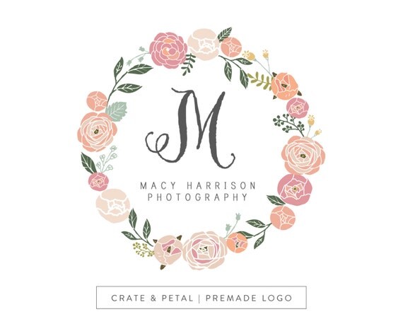 Premade Logo Design - Floral Wreath Logo - Photography Logo - Boutique