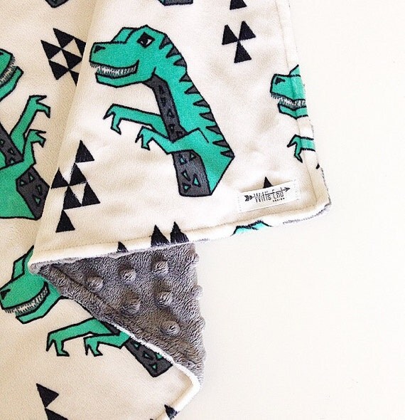Baby Blanket DINOSAUR BLANKET lovey blanket Double Minky