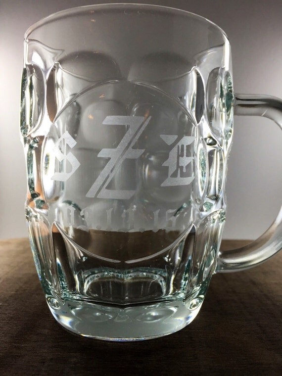 Personalized Etched Glass Dimple Beer Mug with Monogram and