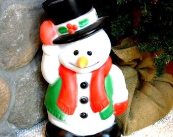 Vintage Electric Snowman Blow Mold, Holiday Yard Decor