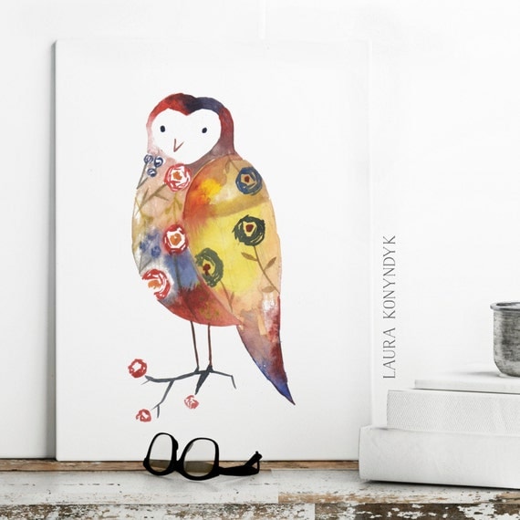 Colourful Owl - Print of Watercolour Illustration