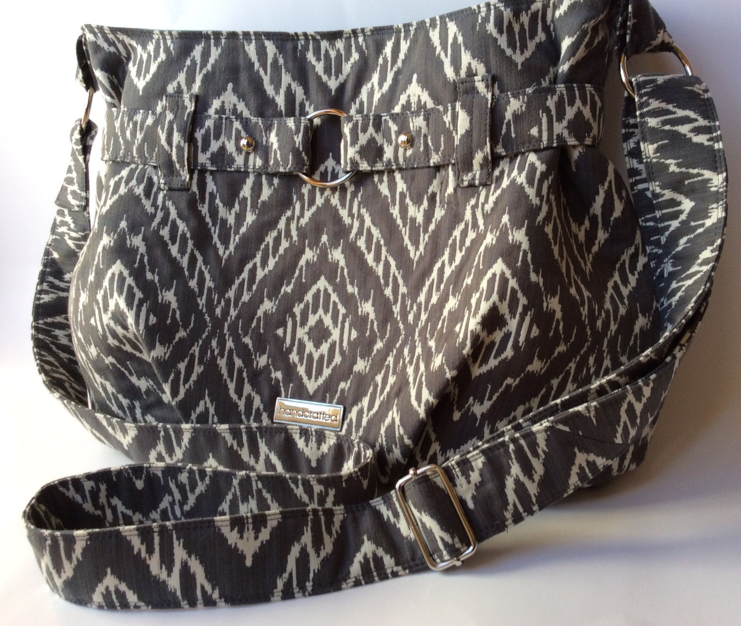Charcoal Gray Ikat Steph in the City Bag by UniquelyMichelle