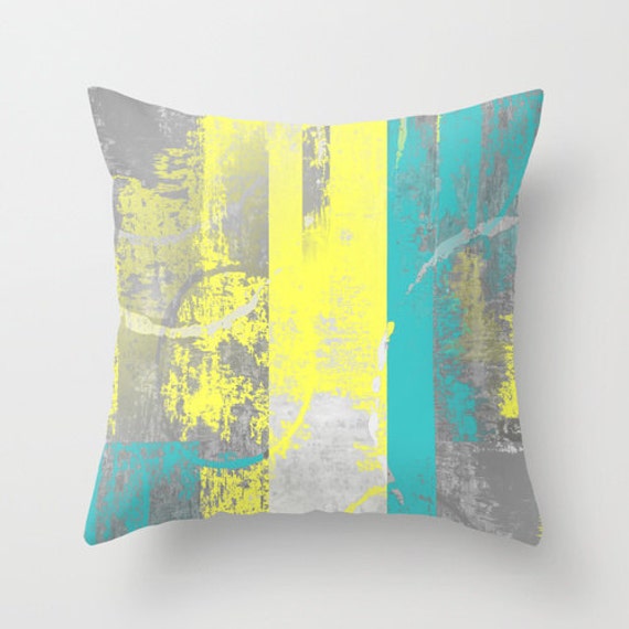 Teal Yellow Pillow Cover Decorative Pillow Throw Pillow