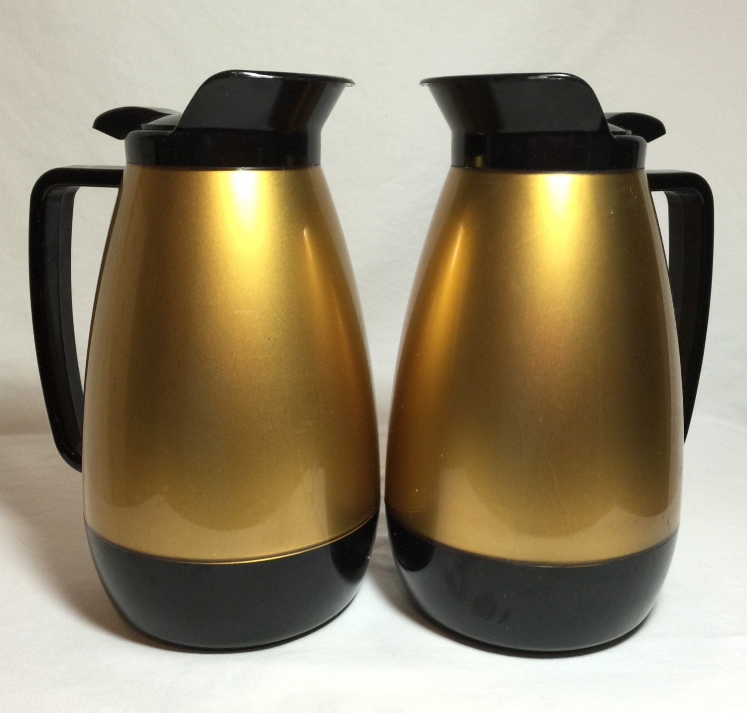 Pair of ThermoServ Insulated Pitchers Gold by FleasToButterflies