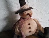 Primitive Snowman Doll with Top Hat and Boots