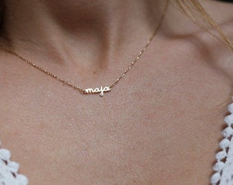 Gold Name Necklace, Gold Signature Necklace, Custom Gold Name Necklace, Script Necklace