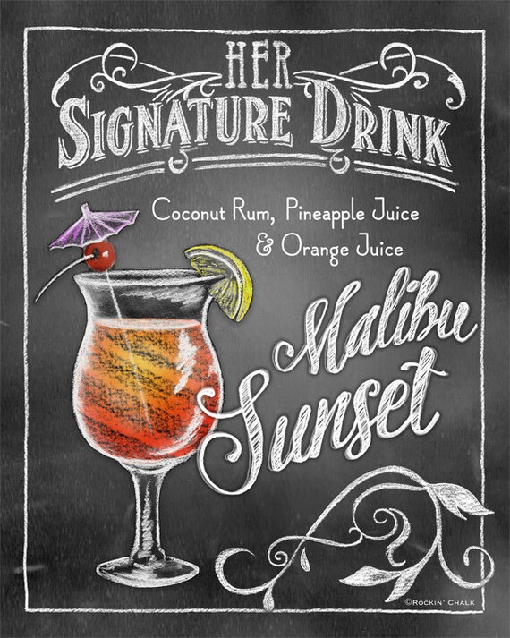 Signature Drink Signs Chalkboard style Prints for by RockinChalk