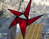 Red White and Blue /  Red Green and White / Hand Crafted Stained Glass Star, Four 6 inch star