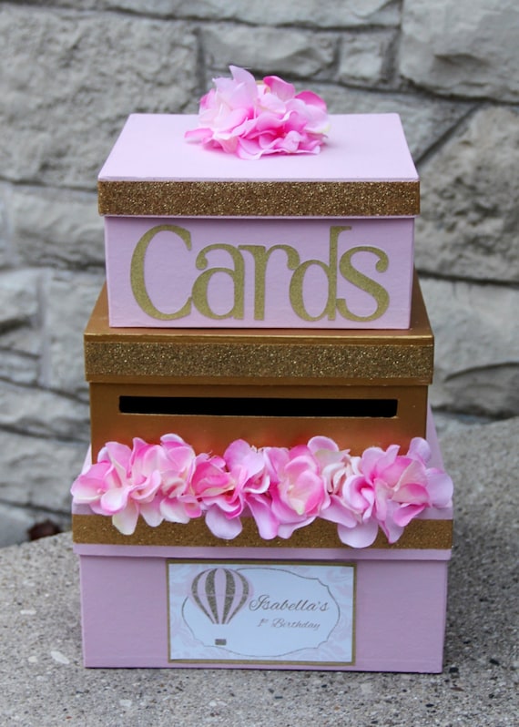 Custom Card Box Girl Birthday Wedding 3 Tier Card Holder
