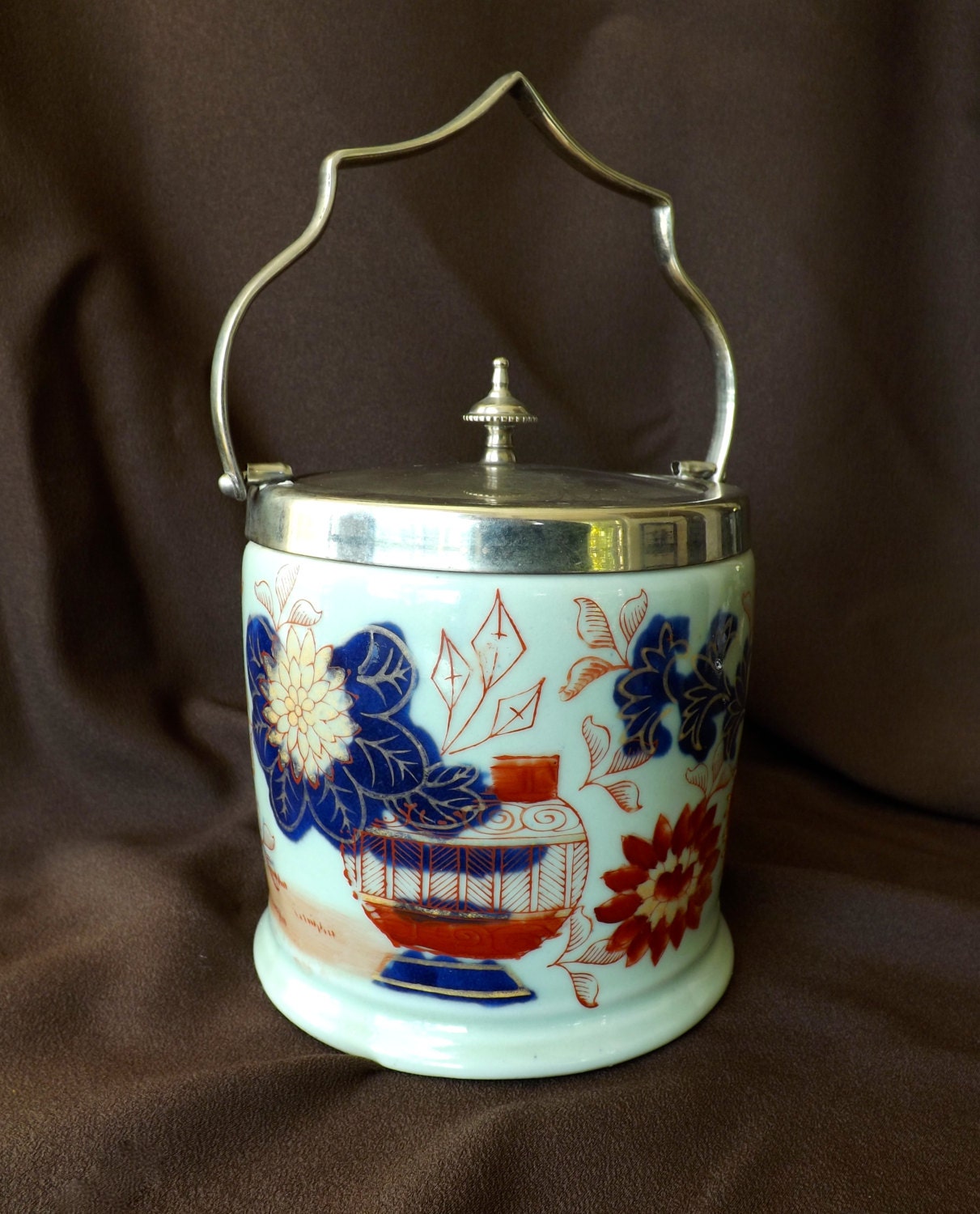 English Ironstone Biscuit Jar Imari By Ridgeway Haute Juice