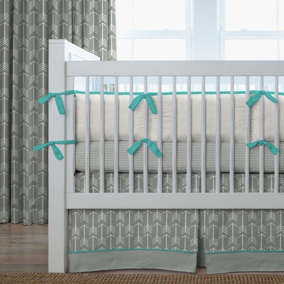 Boy Baby Crib Bedding: Gray and Teal Arrow by ...
