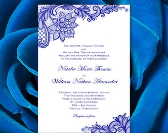 Royal Blue Printable Wedding Invitations 10