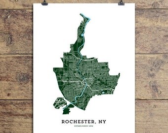 Map of Rochester, NY Art Print