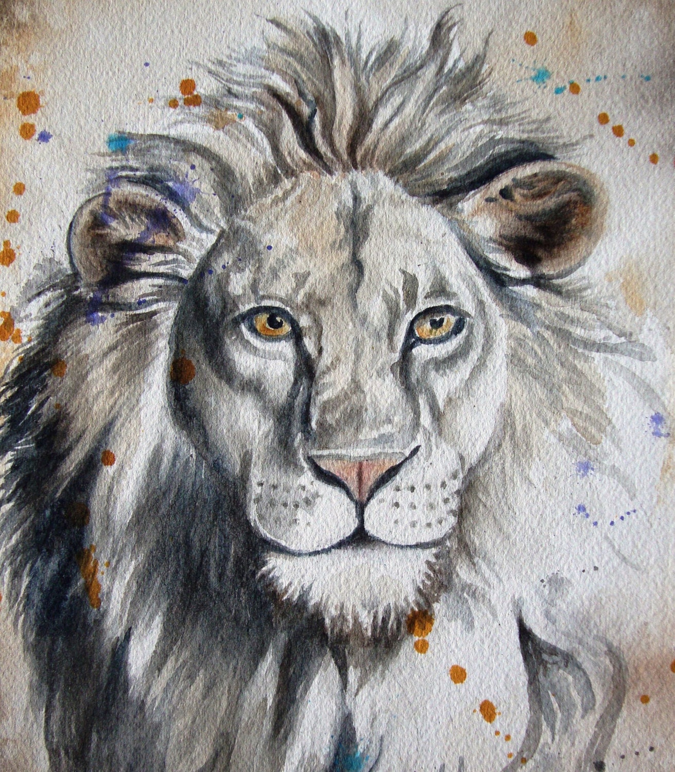 Lion Watercolor Painting Original Limited Edition giclee art