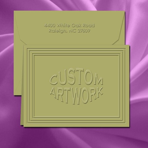 Blind Embossed Bordered Note Cards Any Graphic by EmbossingStore
