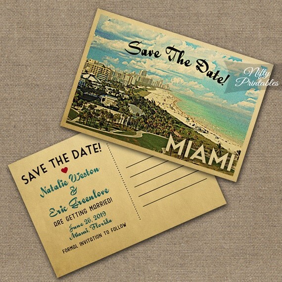 Miami Wedding Invitation Printable Vintage Florida Like This Item