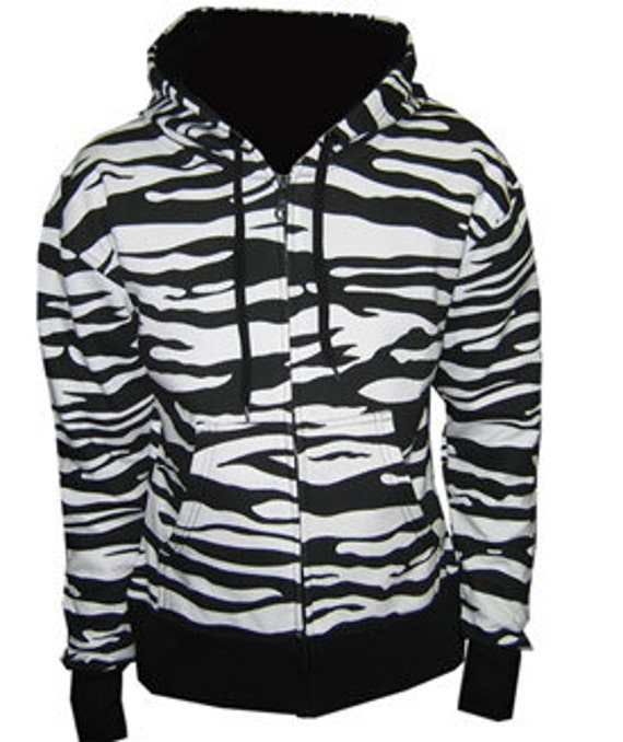 Items similar to Ladies 'Zebra Print' Zipper Hoodie in Multi Stripes ...