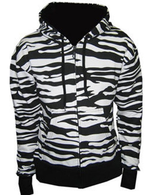 Items similar to Ladies 'Zebra Print' Zipper Hoodie in Multi Stripes