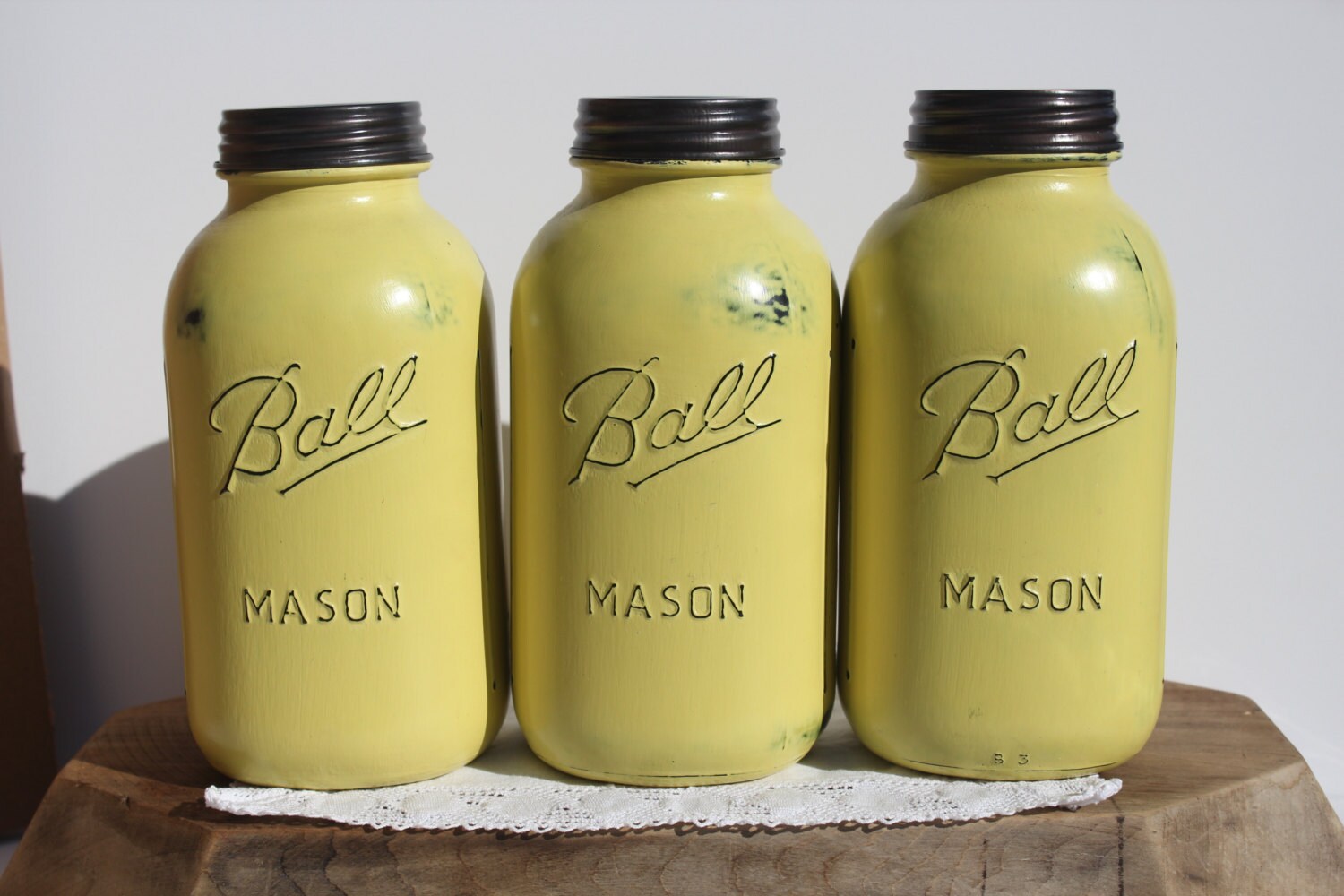 Farmhouse Yellow Mason Jar Kitchen Canister Set by HereOnTheFarm