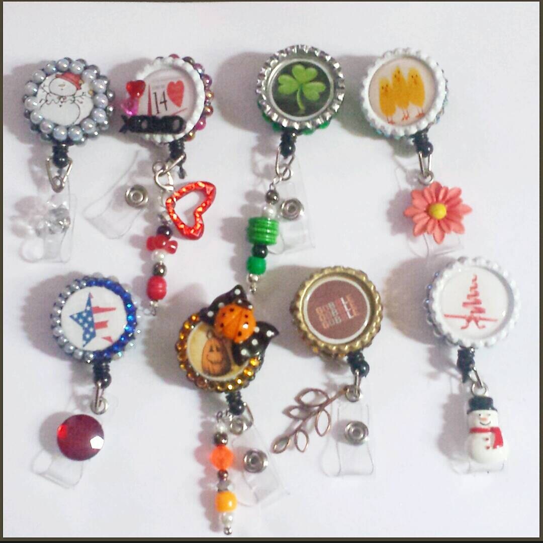 Seasonal badge reel set 8pc by ChiChisKreations on Etsy