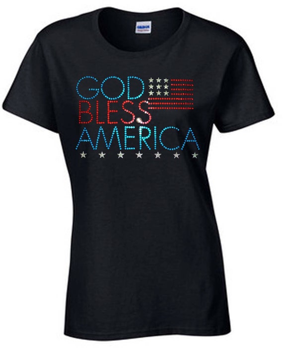 God Bless America Glitter T-Shirt Glitter & Rhinestone
