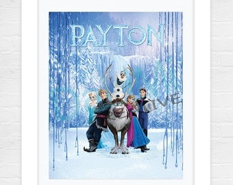 Personalised Frozen Art Print - Frozen Name Art - Frozen Nursery Decor - Frozen Bedroom Art - Frozen Bedroom Decor