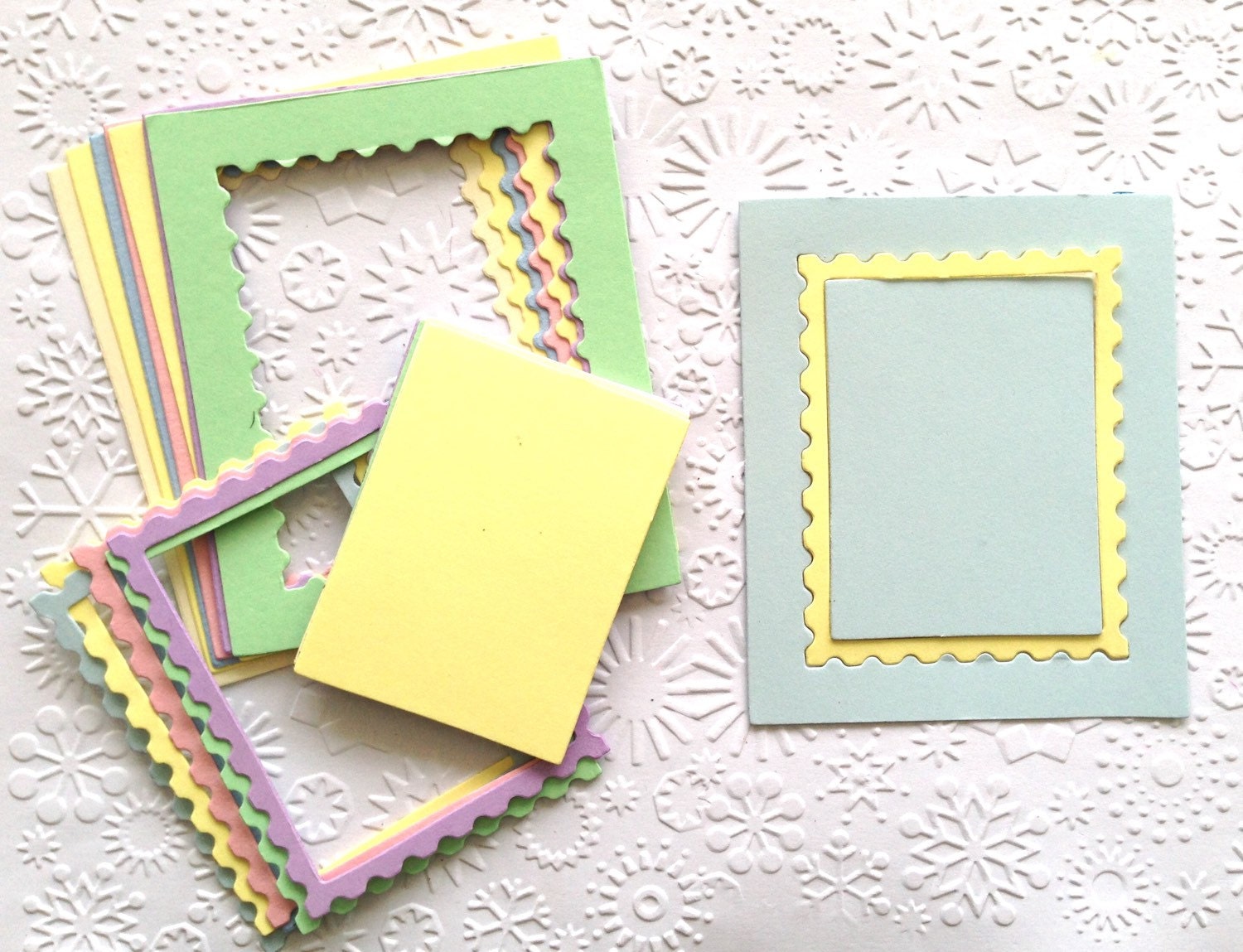 15 Pastel Stamp Frame Die Cuts with inserts for Card making