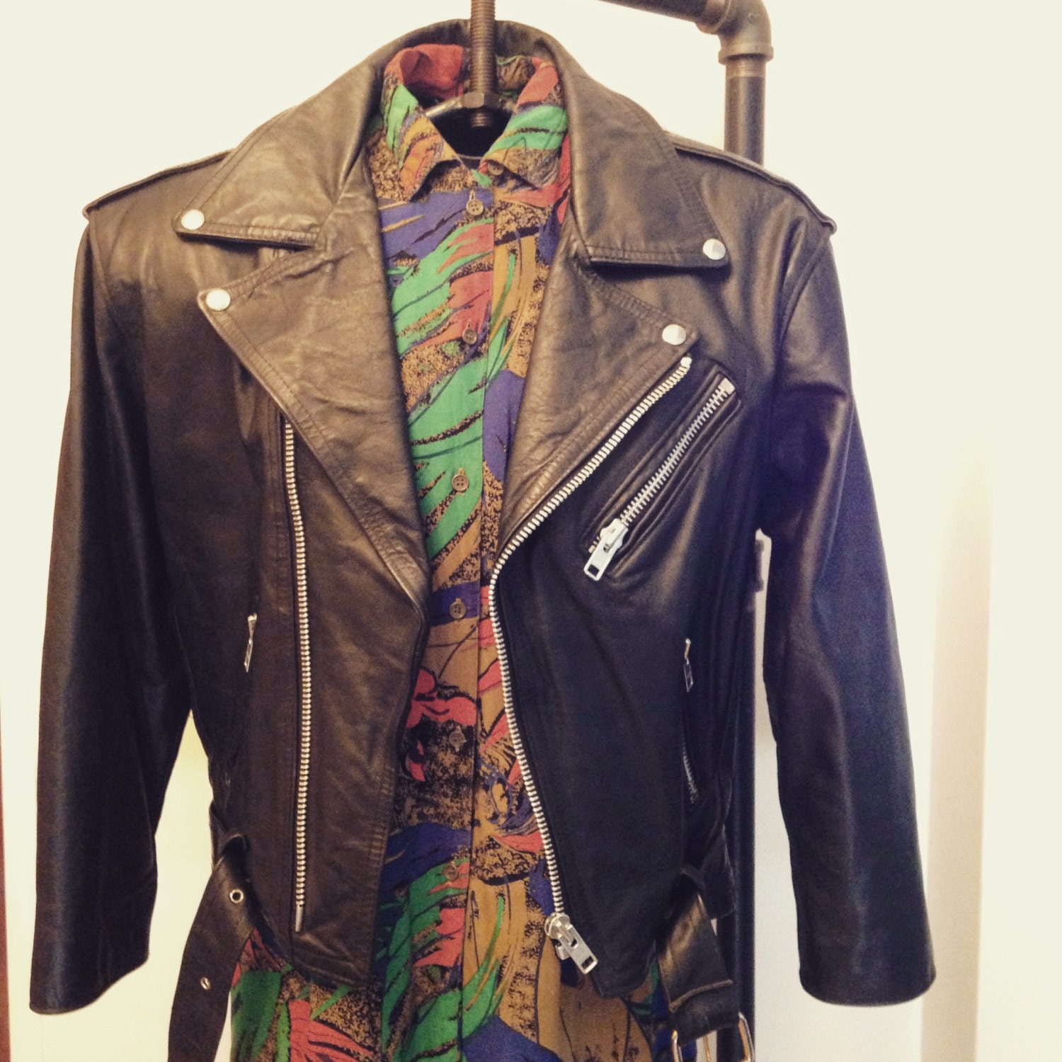 Vintage BIKER leather perfecto jacket MEN'S by BAZRdeVille on Etsy