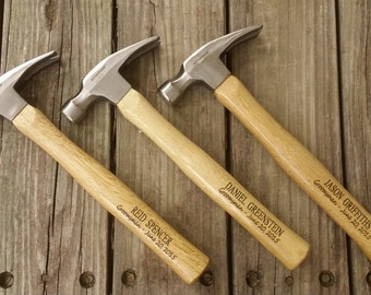 Set of Three Engraved Wooden Handled Hammer - Groomsmen Gift - Personalized Hammer - Father's Day Gift - Gift for Dad - Gift for the Groom