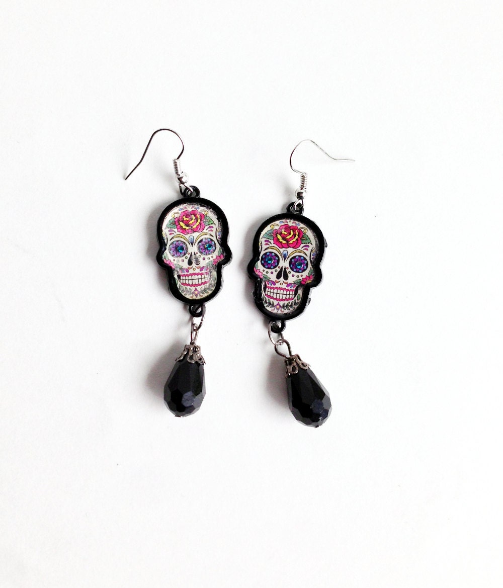 Day of the Dead Sugar Skull Jewelry Skull by DustyRemnants on Etsy