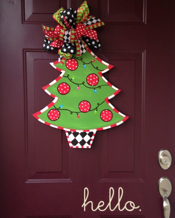 items similar to christmas tree hand painted wooden door items similar to christmas tree hand painted wooden door