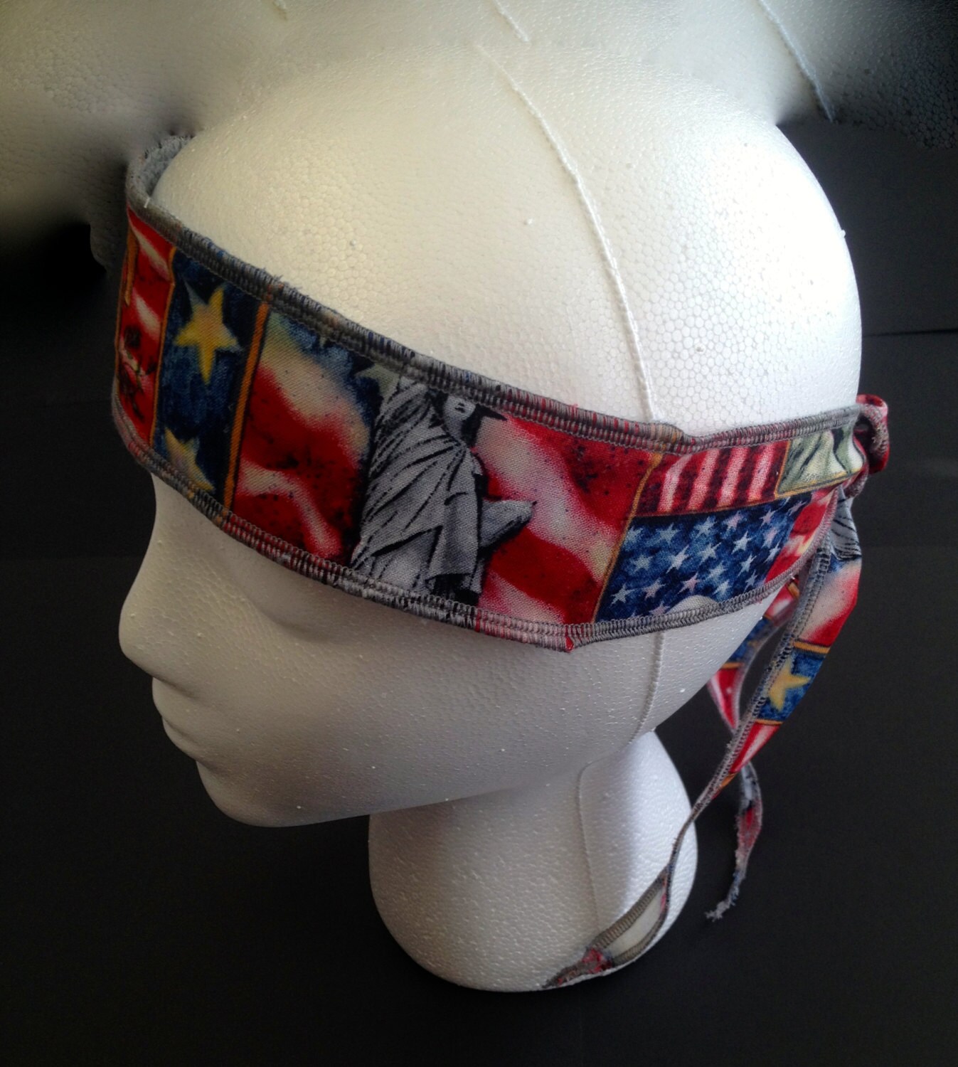 BANDANAS Built in sweatband American flag by lalatextures on Etsy