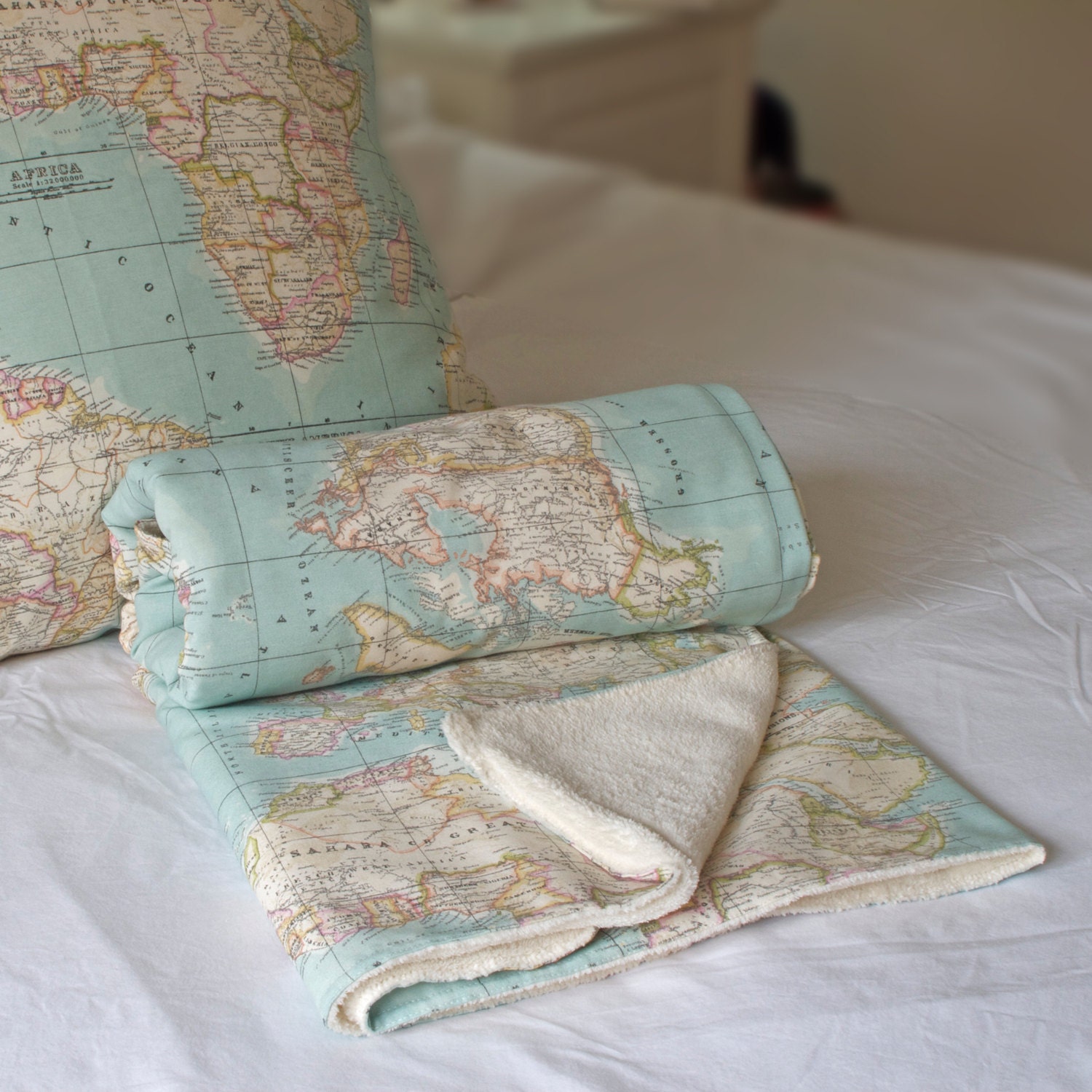 World Map Blanket map blanket blue blanket baby map
