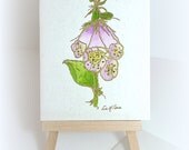 Vintage Handmade card Foxglove Scottish wildflower Recycled card Letterpress Gold embossed Hand painted Blank greetings card Any Occasion UK