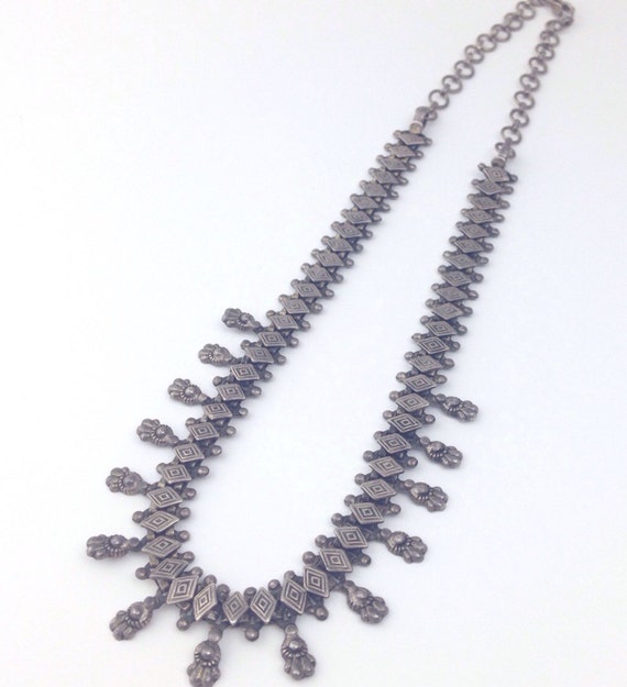 Rajasthani Sterling Necklace Indian Silver Necklace Vintage