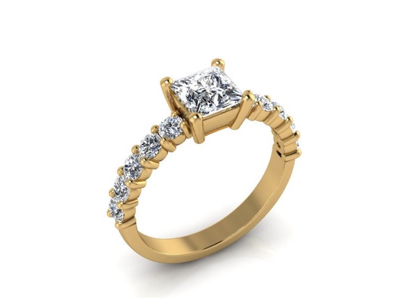Engagement Ring.Princess Diamond Engagement Ring.Princess Diamond Ring ...