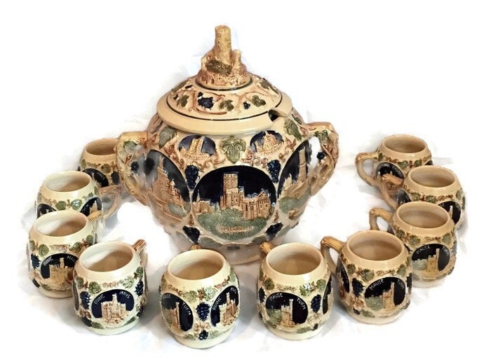 Vintage German Punch Bowl German Gluehwein Serving Set Simon