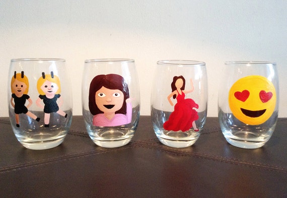 Emoji wine glass set of 4 gift idea.