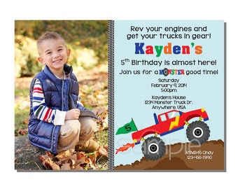 Monster Truck Invitation Birthday Party - DIGITAL - PRINT YOURSELF